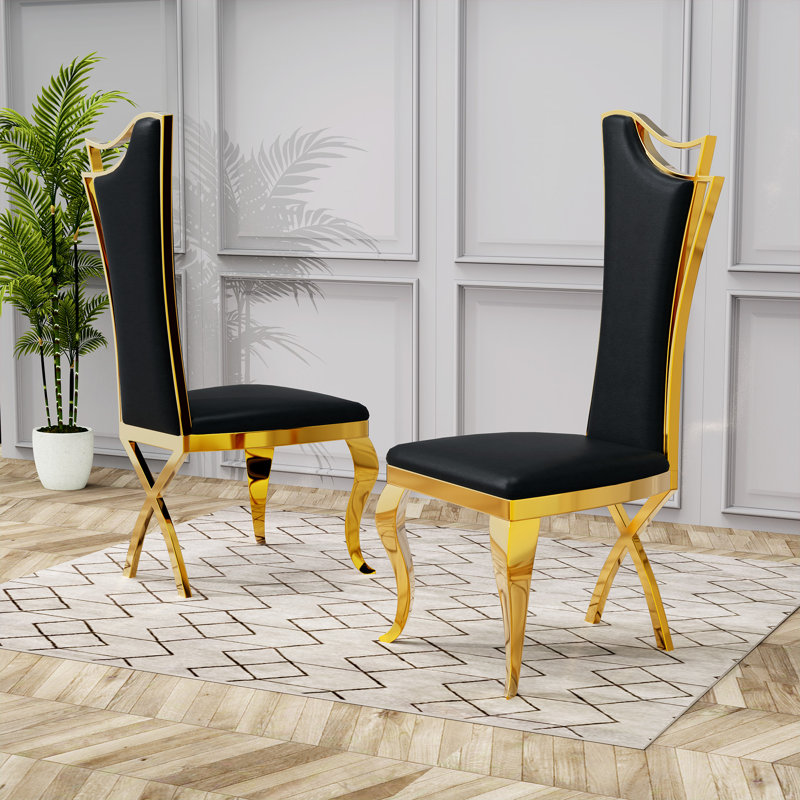 Chaise d'appoint rembourrée Kovanes, Doré, Noir