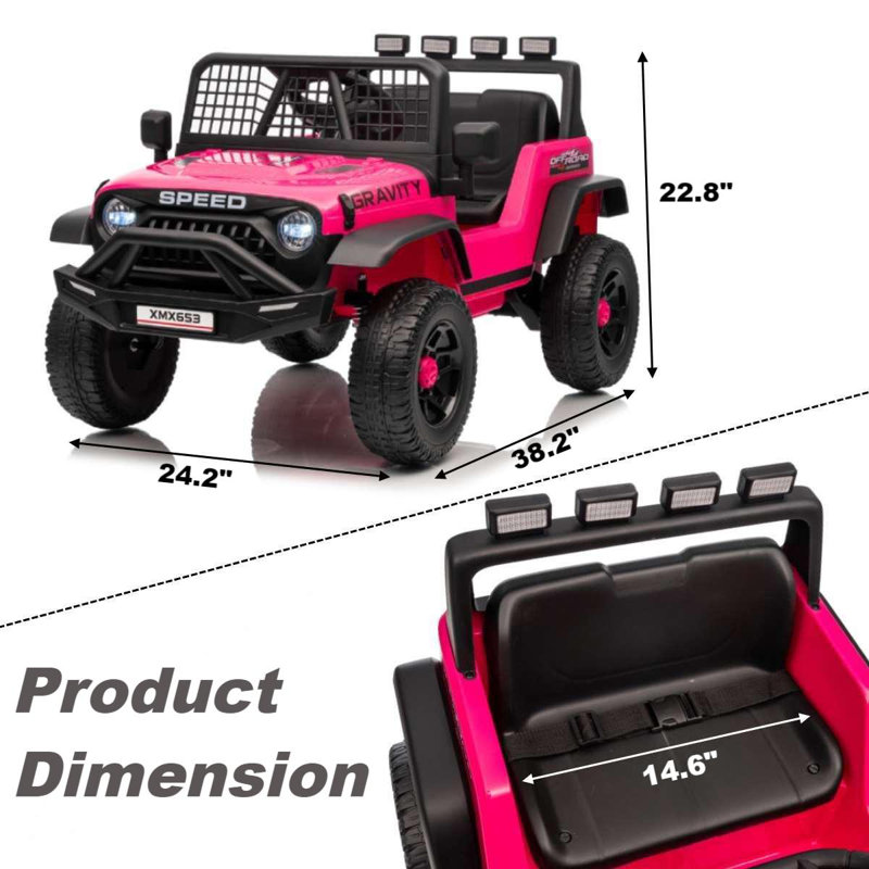 Jouets de 24 volts avec télécommande, voiture électrique pour enfants, musique Bluetooth, lumières DEL, suspension à ressort, 3 vitesses