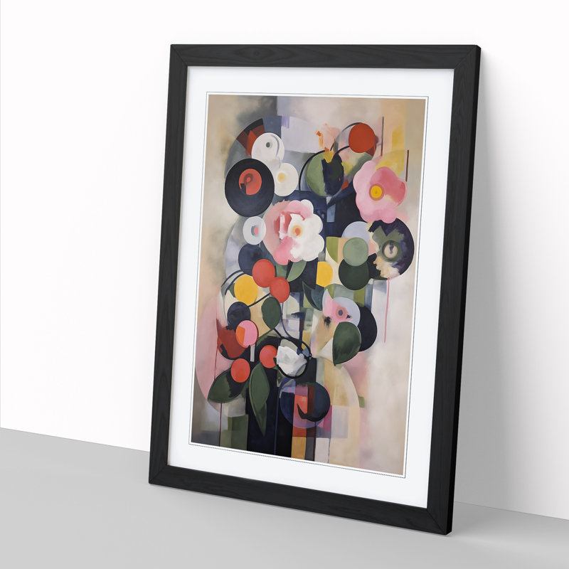 FRM-V0523-858X Flowers Bauhaus Vol.5 - Single Picture Frame Print, 64cm H x 46cm W x 2cm D, Black Framed