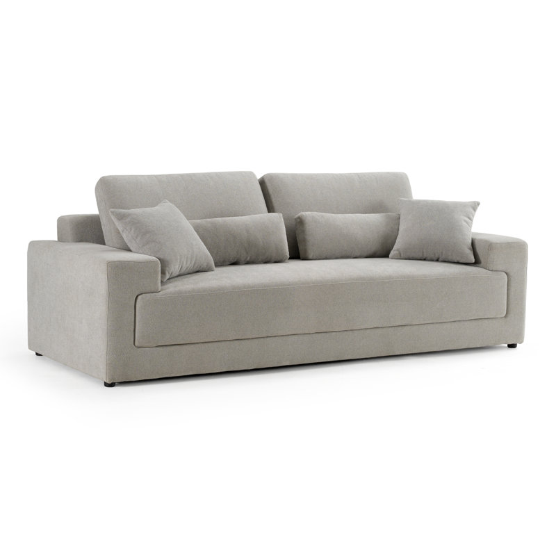 Loki - Canapé 3 places en tissu gris moderne, 3, H 33,1 po x l 91,3 po x P 42,5 po