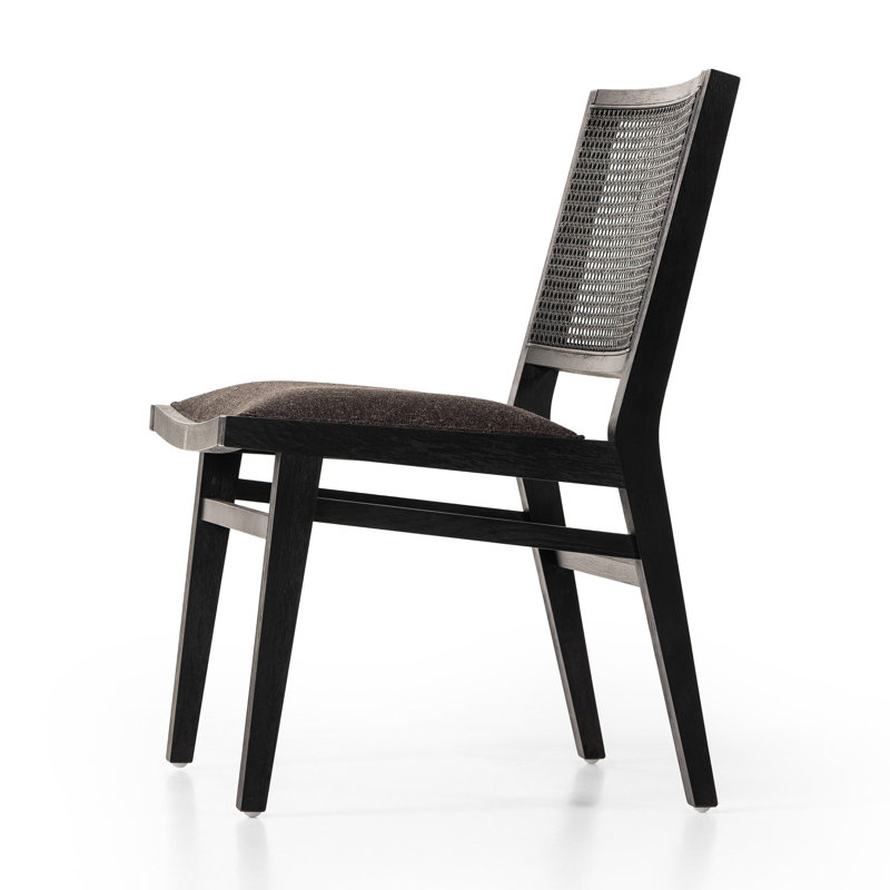 Sage Upholstered Dining Chair, Brushed Ebony Beech, Black Linen Blend