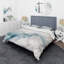 Calligraphie abstraite blanche et grise - ensemble de housse de couette en lin - microfibre de polyester-1278117540
