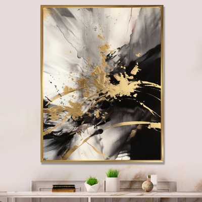 Or et gris fluides fusion II - art mural abstrait