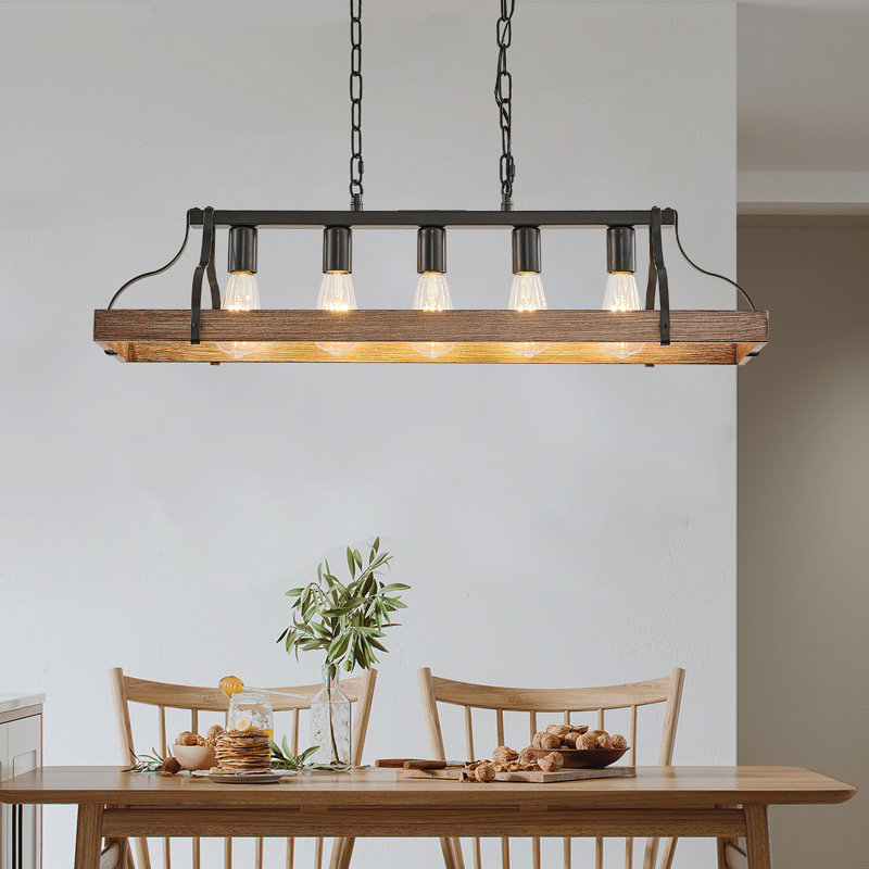 5-Light matte black adjustable iron pendant lamp