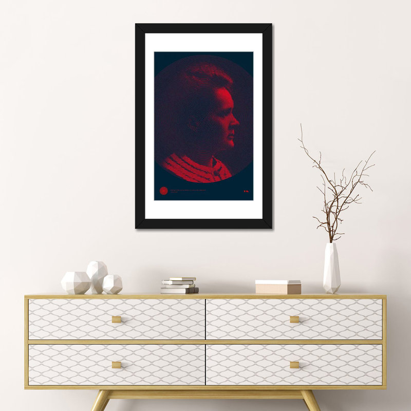 Marie Curie par 2064 Design - impression sur toile tendue, H 24 po x l 16 po x P 1 po, Papier d'art encadré noir