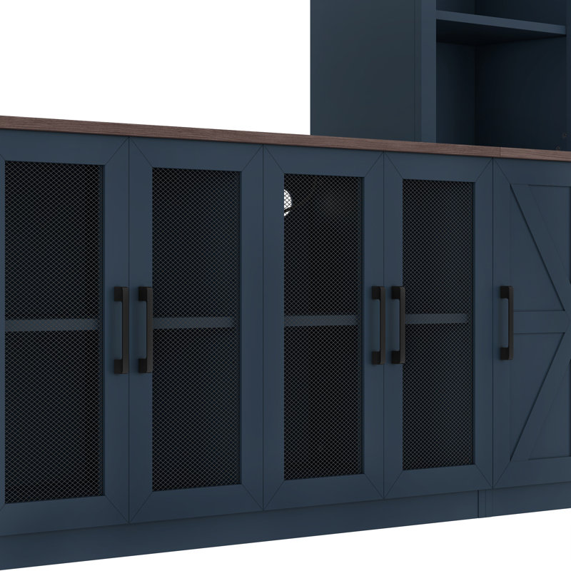 Entertainment Center For Tvs Up To 55", Blue/Brwon