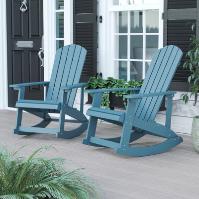 Baltazar Polyresin Wood Indoor/Outdoor Adirondack Rocking Chair by Beachcrest Home