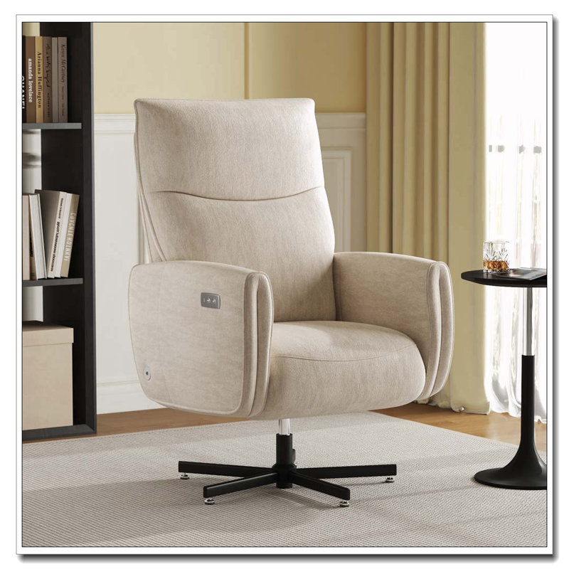 Fauteuil inclinable électrique pivotant, Blanc beige