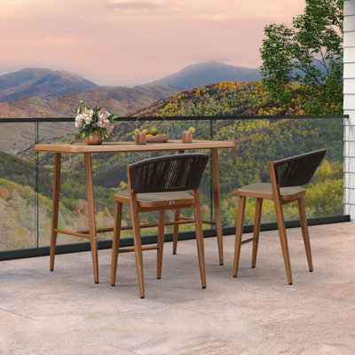 Ritva 2 - Person Patio Dining Set with Rectangular Table , Cushions Included