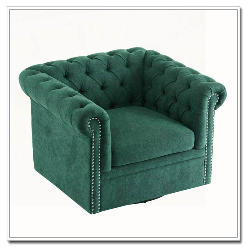 Fauteuil club pivotant Chesterfield, Vert foncé
