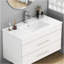 Lavabo de salle de bain en céramique blanche de 39,4 po, pour meuble-lavabo de 36 po, trou de robinet pré-percé, design minimaliste moderne, durable et facile à nettoyer