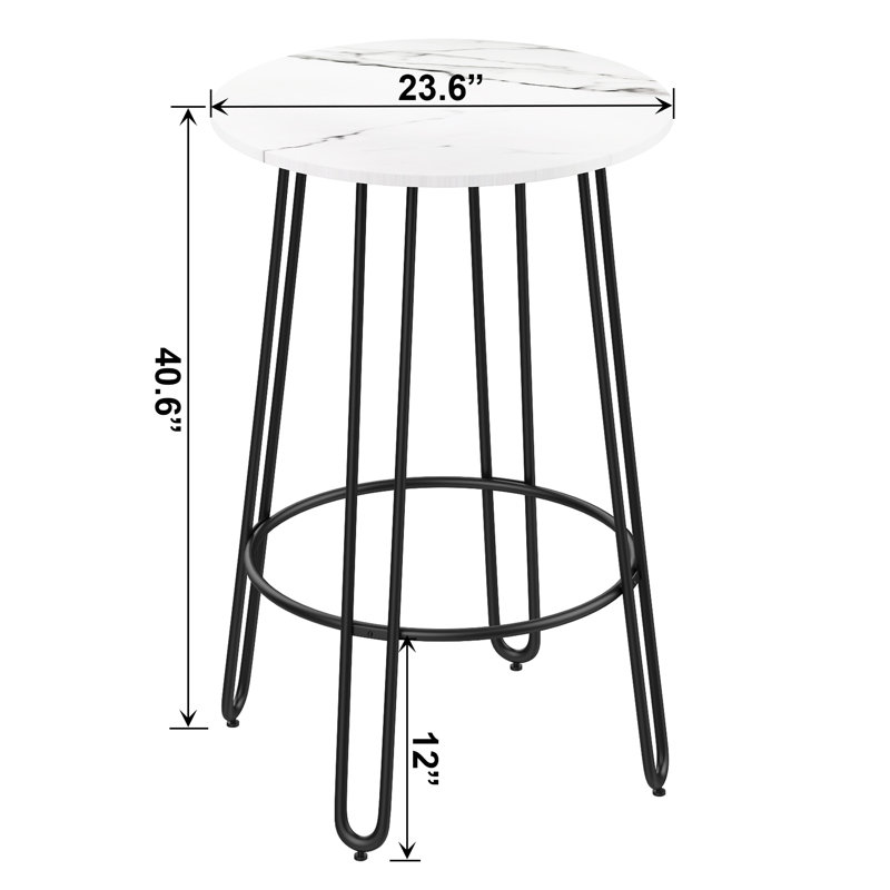 Table de salle à manger ronde, Noir, noir, noir, noir, Blanc