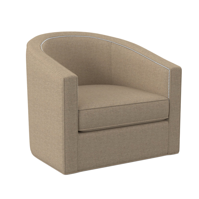 Fauteuil demi-tonneau de 34 po Ambre, Lin d'Élise, Petit nickel poli