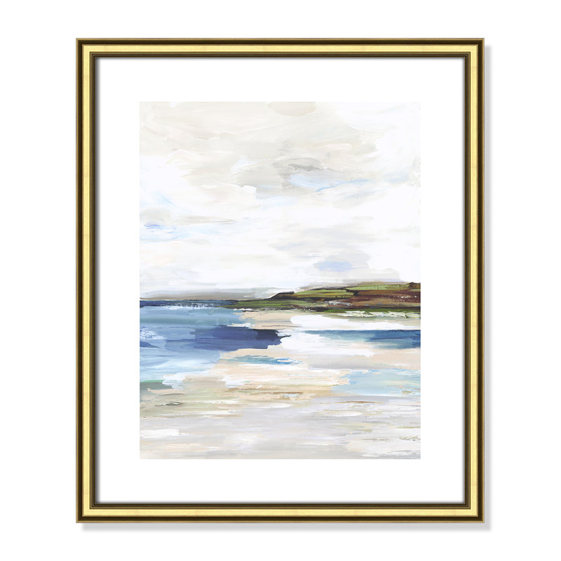Terres lointaines I - Cadre photo, reproduction d'art sur papier, Papier encadré doré, H 20,25 po x l 17,25 po x P 0,88 po