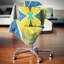 Vitrail jaune fractal - Coussin imprimé abstrait-30628769-30628766