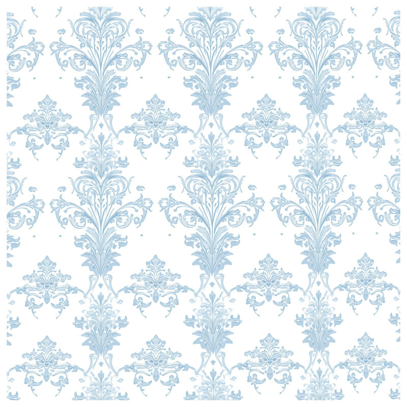 Blue Damask Pattern Quilted Bedspread All Sizes, King
