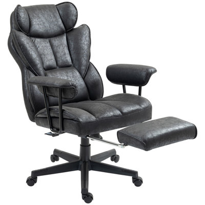 Massage Executive Office Chair With 6 Vibration Points, 400LBS Heated Big And Tall Office Chair With Foot Rest And Lumbar Support, Microfiber Reclinin by 17 Stories