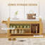 Banc de rangement pour chaussures avec siège rembourré, entrée moderne en bambou naturel