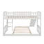 Lit simple au-dessus d'un lit superposé blanc avec glissade et côté - installable, construction en bois de pin massif, idéale pour les petites chambres à coucher, éléments de conception gris, ensemble de matelas à lattes blanc, cadre, planche, espace maximisé, stable