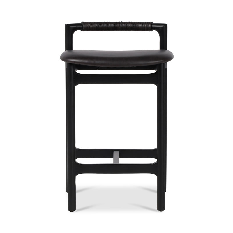 Baden Stool, Counter Stool (26" Seat Height), Sonoma Black/Genuine Leather, Brushed Ebony