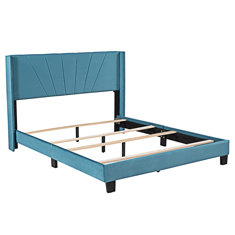 Knorring Upholstered Platform Bed, Blue