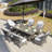 Moda 70 In. X 39 In. X 27 In. Rectangular Wicker Outdoor Gas Fire Pits Dining Setx