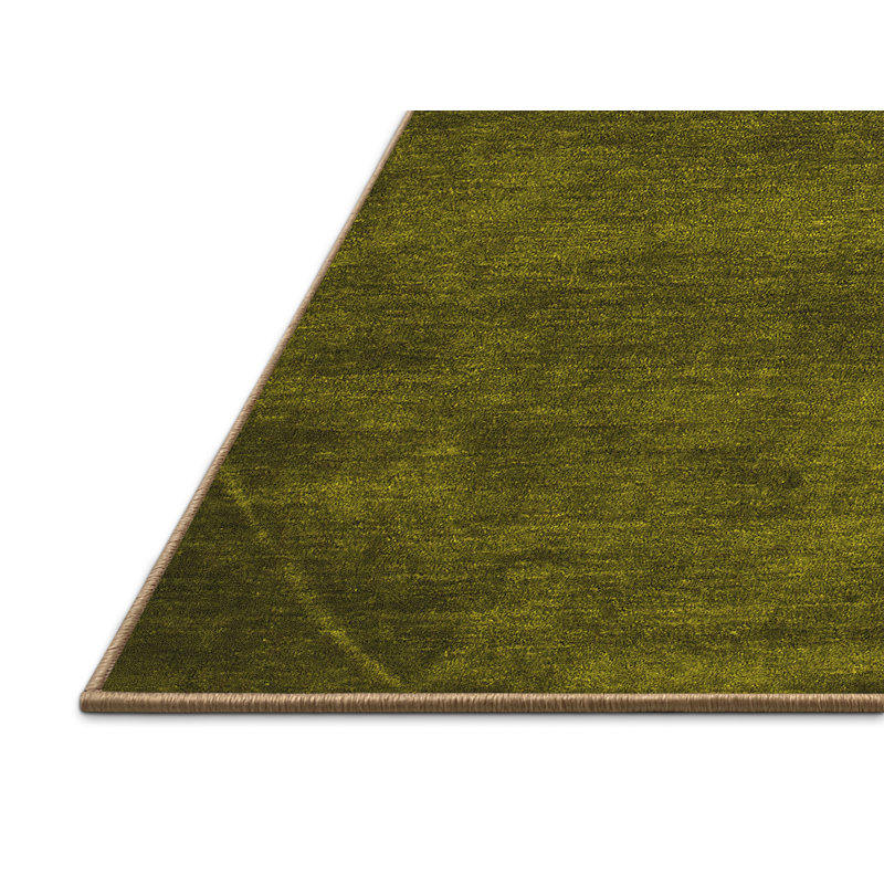 Tapis brun uni en laine et polyester tissé à la machine Dulcine, Rectangle 2 pi x 3 pi