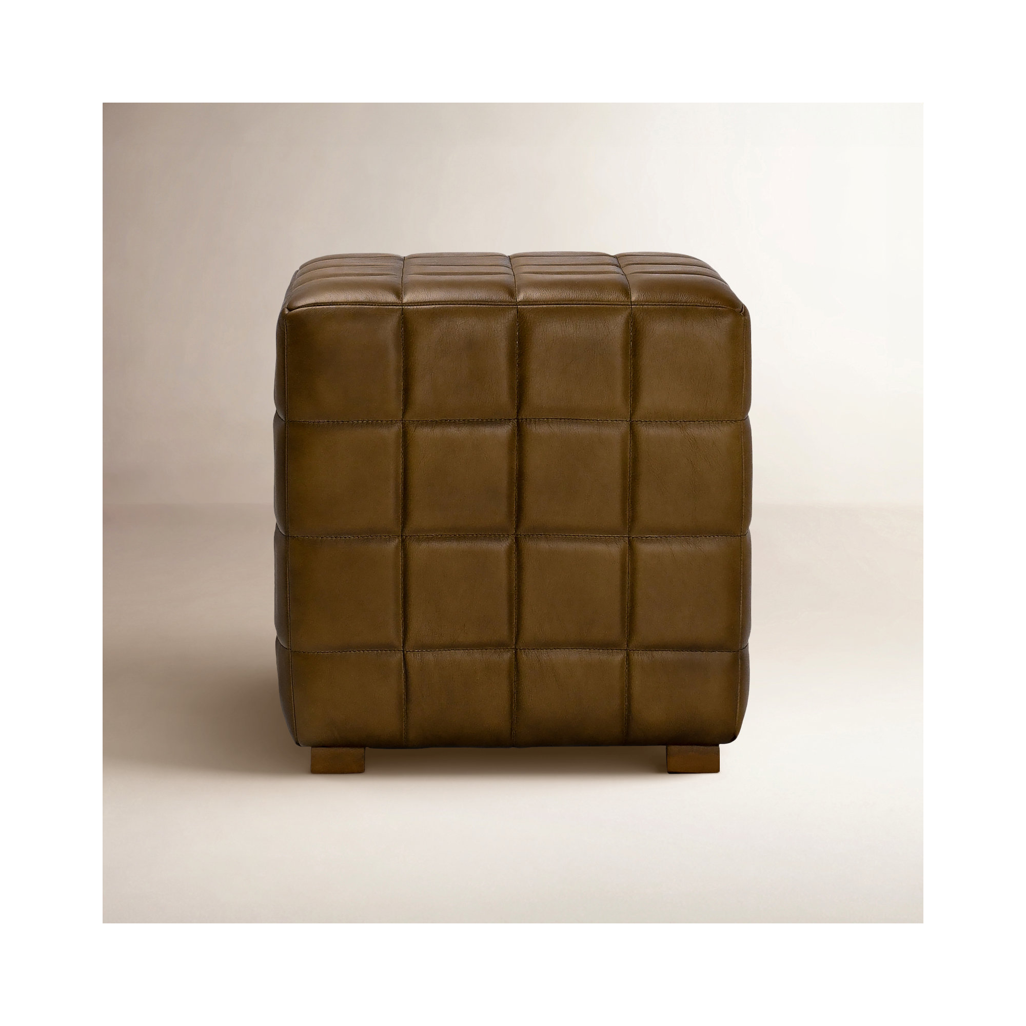 Giana Leather Ottoman, Camel