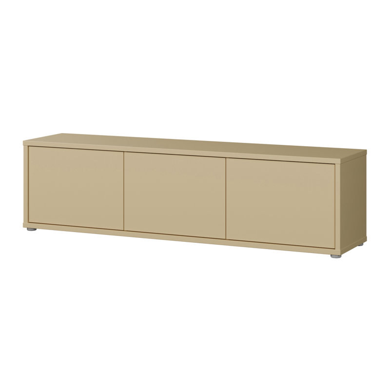 Chadwic Modern minimalistic TV cabinet with 3 doors, push-to -open mechanism, engineered wood, warm taupe, 154.2 cm W x 41.5 cm H x 34.9 m D