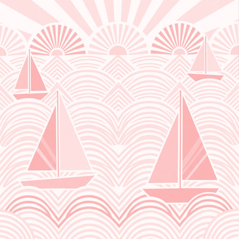 Édredon Voiliers sur vagues, Grand lit, Rose clair / blanc 2