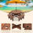 Circular Outdoor Wooden Picnic Table For Patio, Backyard, Garden, DIY W/ 3 Built-In Benches, 1720Lb Capacity-613169509-613169510