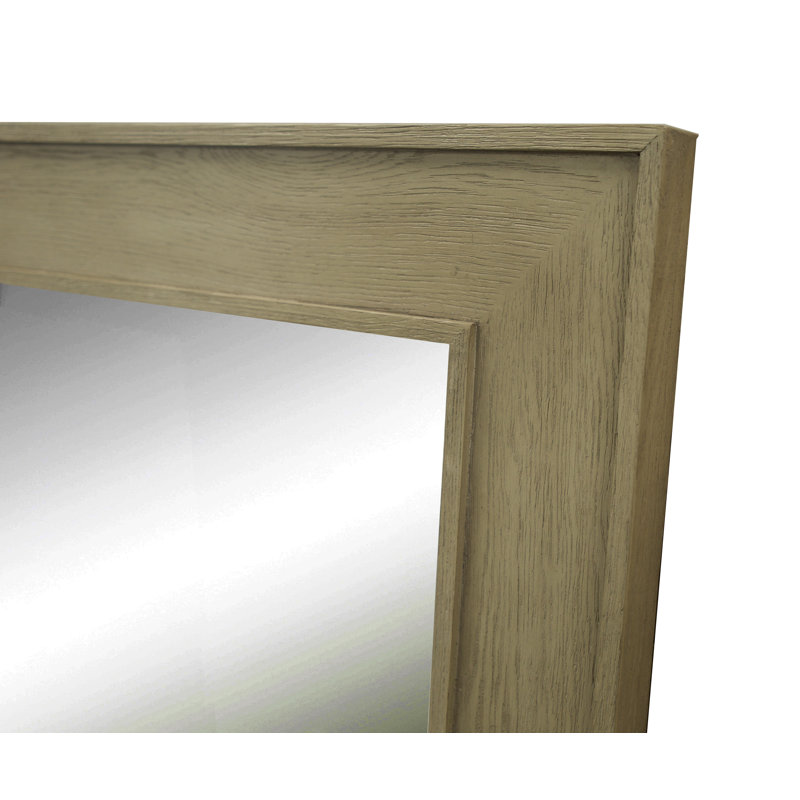 Solid Oak Flat Wall Mirror, Gray Oak