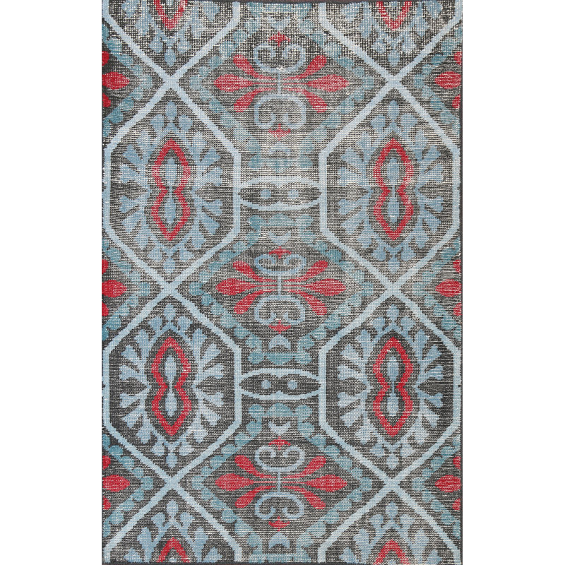 Tapis géométrique délavé noué à la main 4 x 6