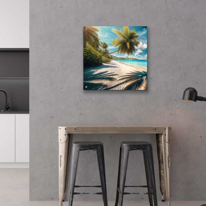  «Paradise Beach 5» par Rey Klimt, art mural en verre acrylique, 24 po x 24 po, H 24 po x l 24 po