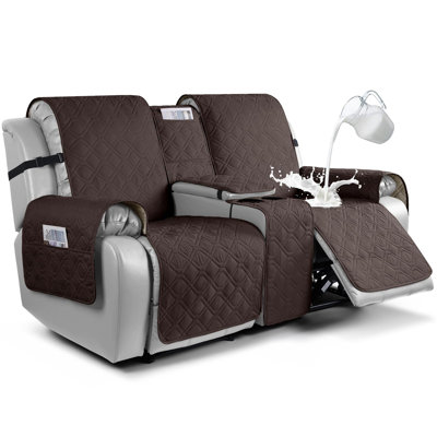 Housse pour causeuse inclinable avec console Housse de canapé 100% imperméable Housse de canapé inclinable antidérapante Housse de protection pour canapé (chocolat)