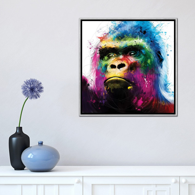 " Gorilla " by Patrice Murciano, Silver Framed, No Mat, 18" H x 18" W x 1.5" D