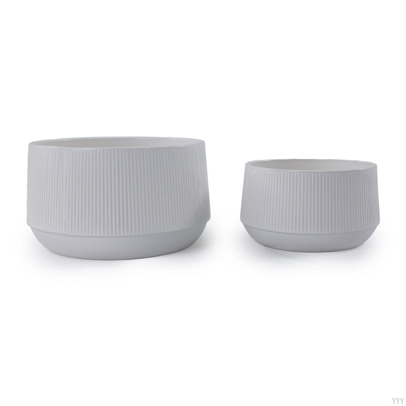 2 pots de fleurs en céramique, pot de fleurs moderne pour patio, jardin ou rebords de fenêtre