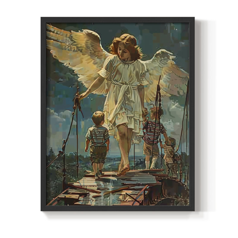 Religious Series CDXL III, reproduction d'art encadrée - bois massif, H 21 po x l 17 po, Noir, noir, noir, noir