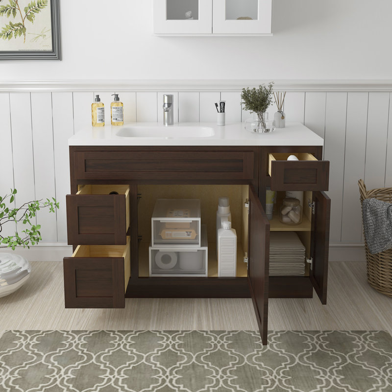 Base de meuble-lavabo simple 48 po seulement, Brun