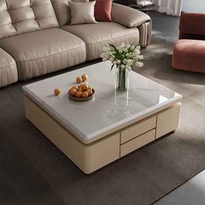 Luxury-Style Square Marble Coffee Table