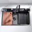 Évier de cuisine en acier inoxydable avec robinet escamotable Lefton 304, gris, KS2206