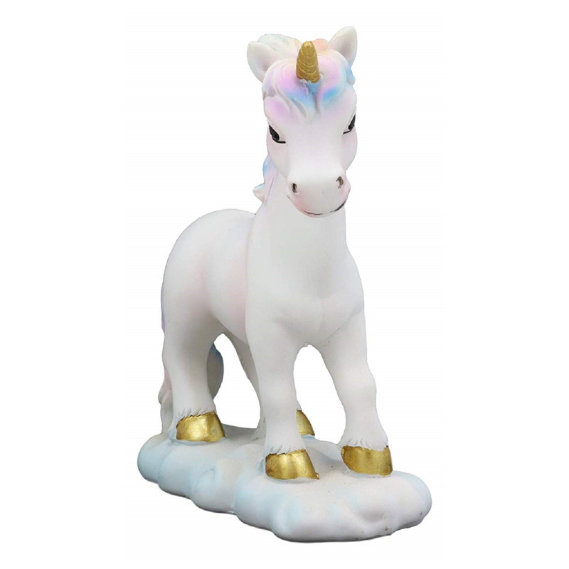Figurine cheval de bascule amish licorne majestic en arc de couleur pastel Godeus