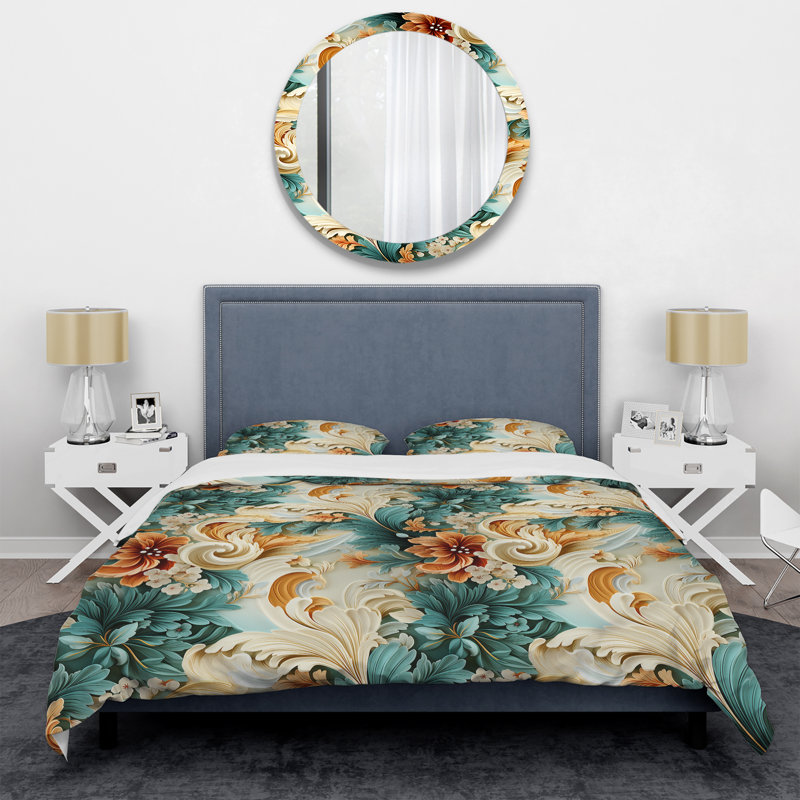 Literie rustique à motif cachemire turquoise et jardins, Housse de couette simple + 1 taie décorative stan
