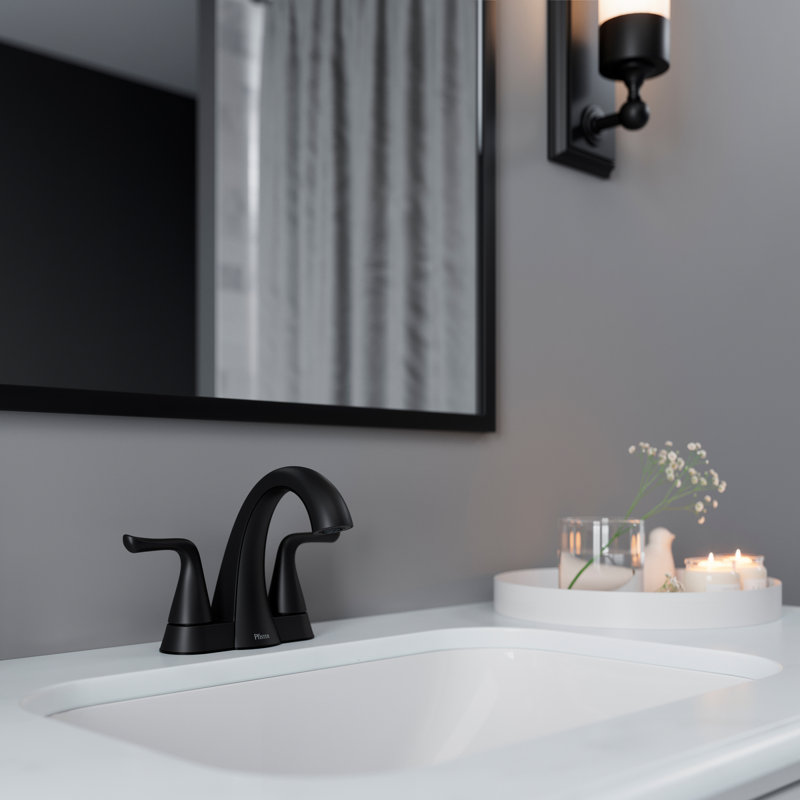Willa Centerset Bathroom Faucet with Drain Assembly, Matte Black