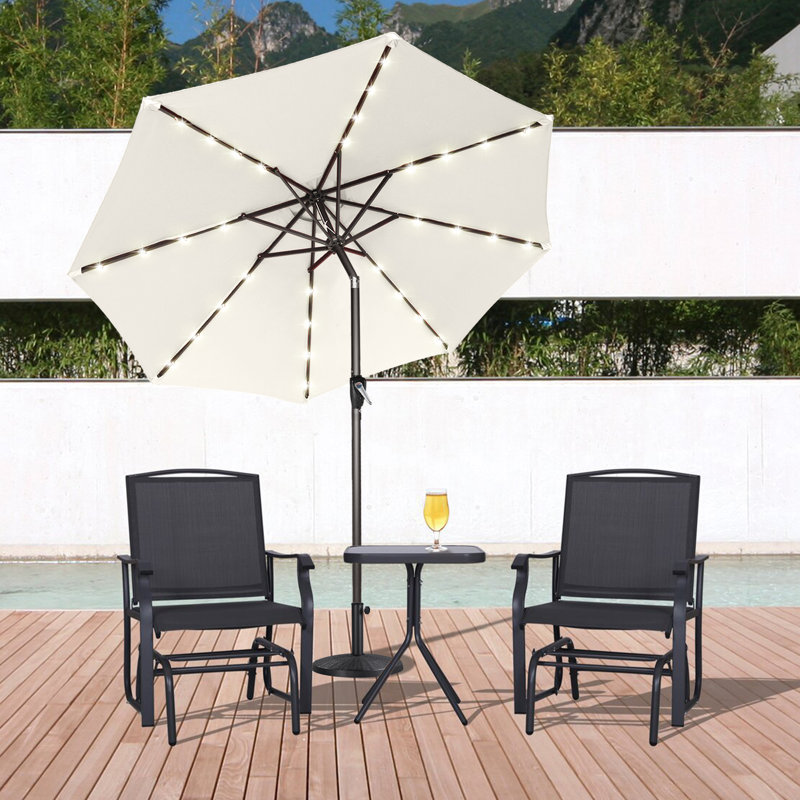 Parasol de marché éclairé Caerphilly, Beige clair, H 99,7 po x l 108 po x P 108 po