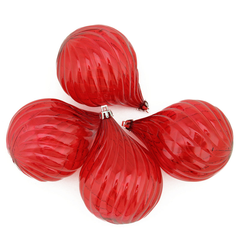 Ornement de Noël transparent en forme de goutte transparente, Rouge