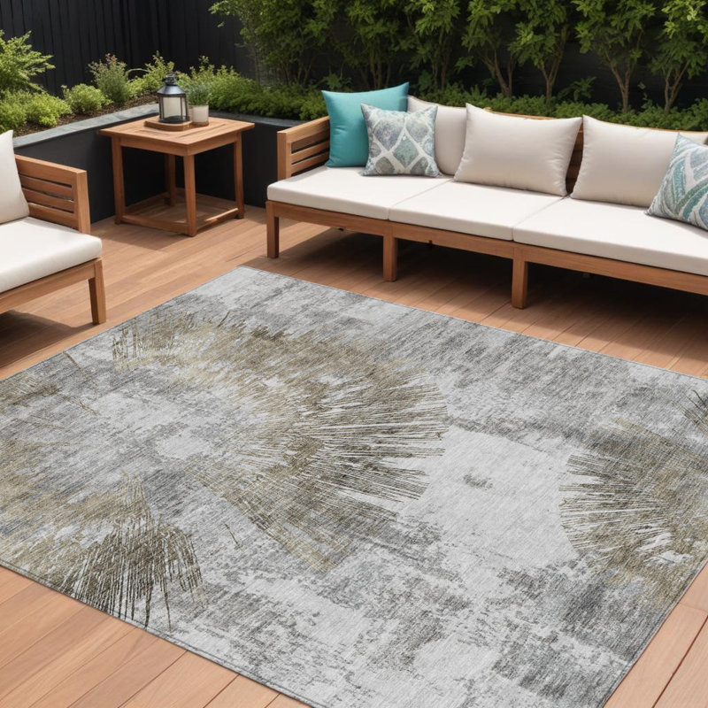 Tapis intérieur lavable abstrait 8 pi x 10 pi beige