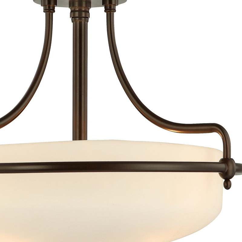 Plafonnier semi-encastré Ampelio, H 12 po x l 17 po x P 17 po, Bronze palladien