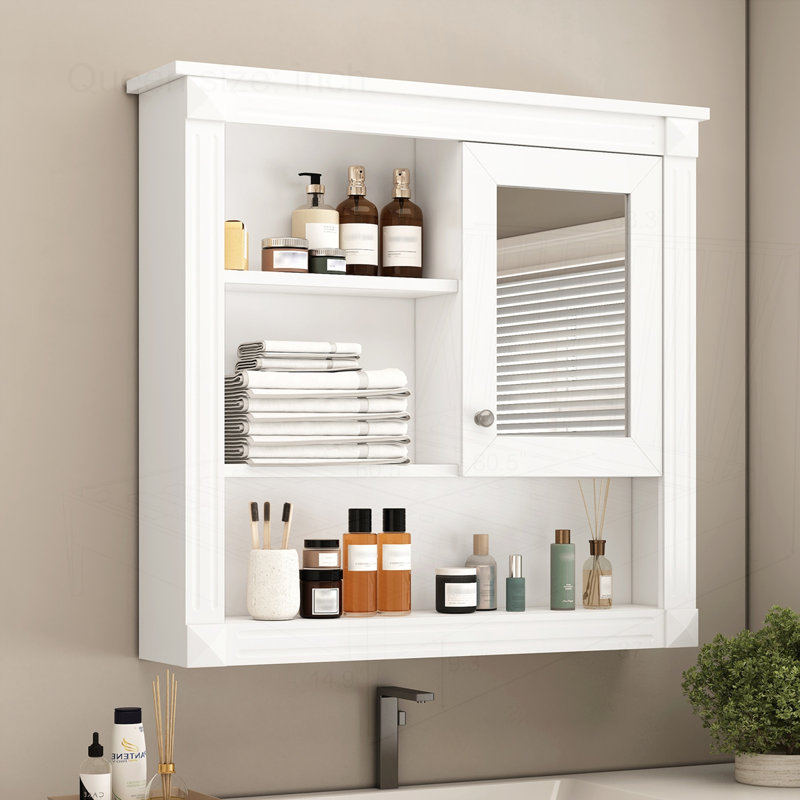32" Bathroom Wall Cabinet with Mirror, White