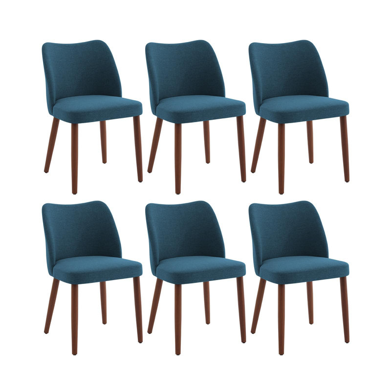 Upholstered Dining Chair, Linen,Blue,6pcs